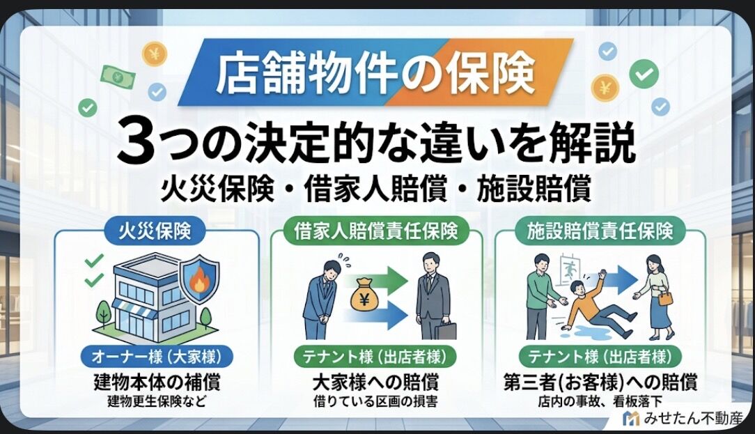 店舗物件の保険は誰が払う？「火災保険」「借家人賠償」「施設賠償」の決定的な違い