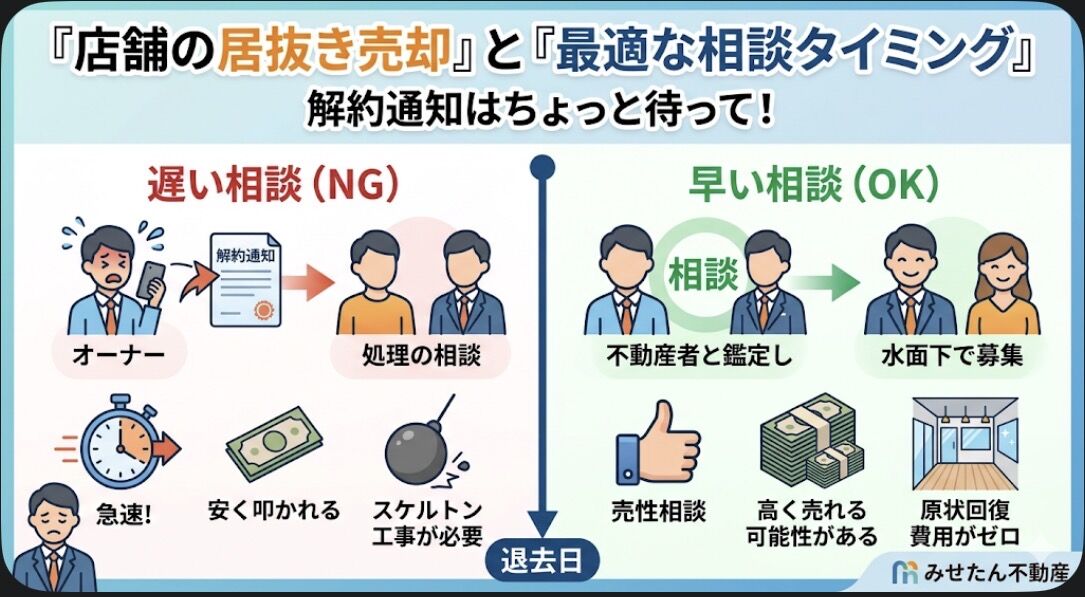 【解約通知はちょっと待って！】店舗を「居抜き」で高く売却するための最適な相談タイミング