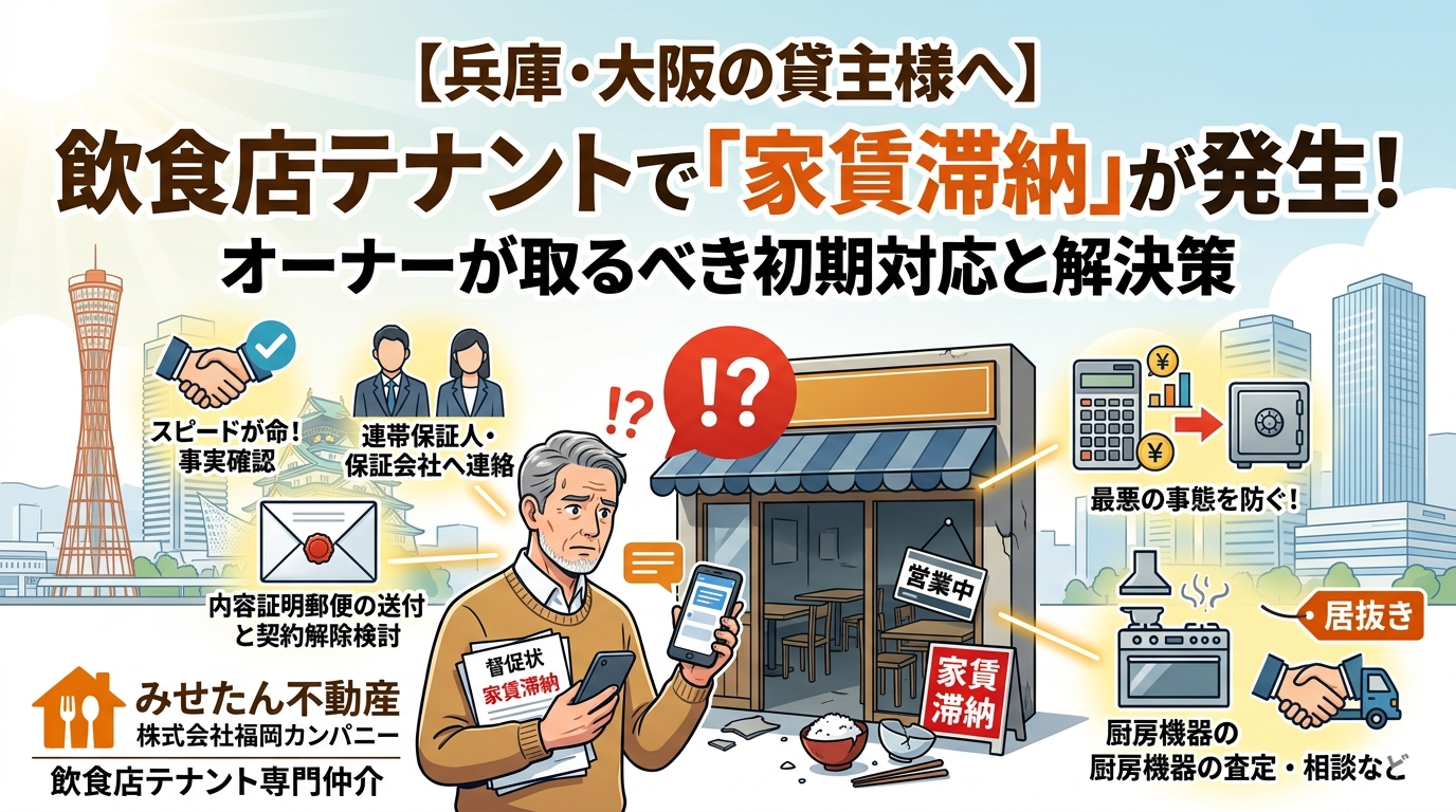 【兵庫・大阪の貸主様へ】飲食店テナントで「家賃滞納」が発生！オーナーが取るべき初期対応と解決策