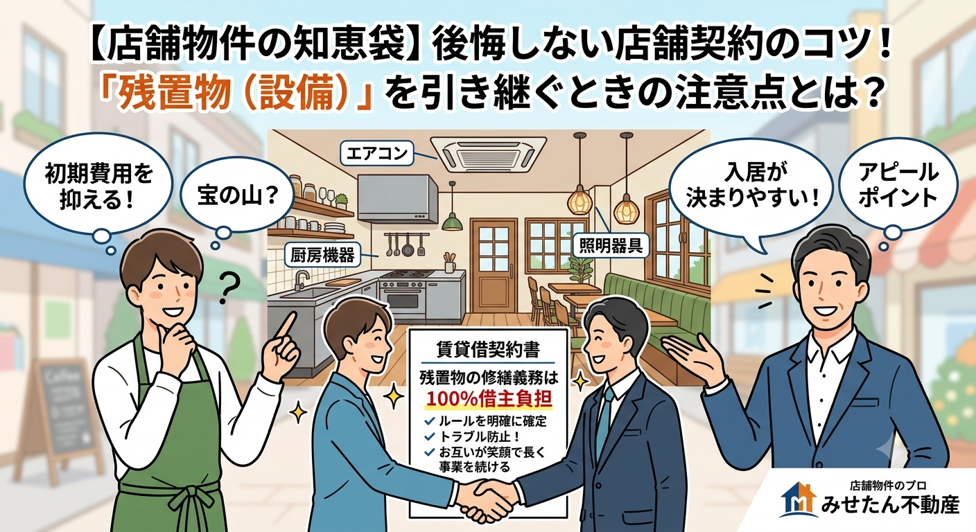【店舗物件の知恵袋】後悔しない店舗契約のコツ！「残置物（設備）」を引き継ぐときの注意点とは？