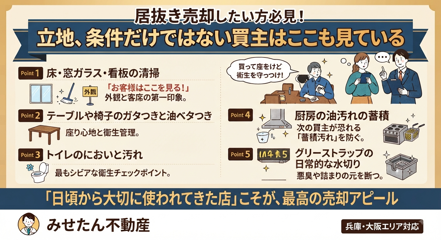 居抜き売却したい方必見！立地、条件だけではない買主はここも見ている
