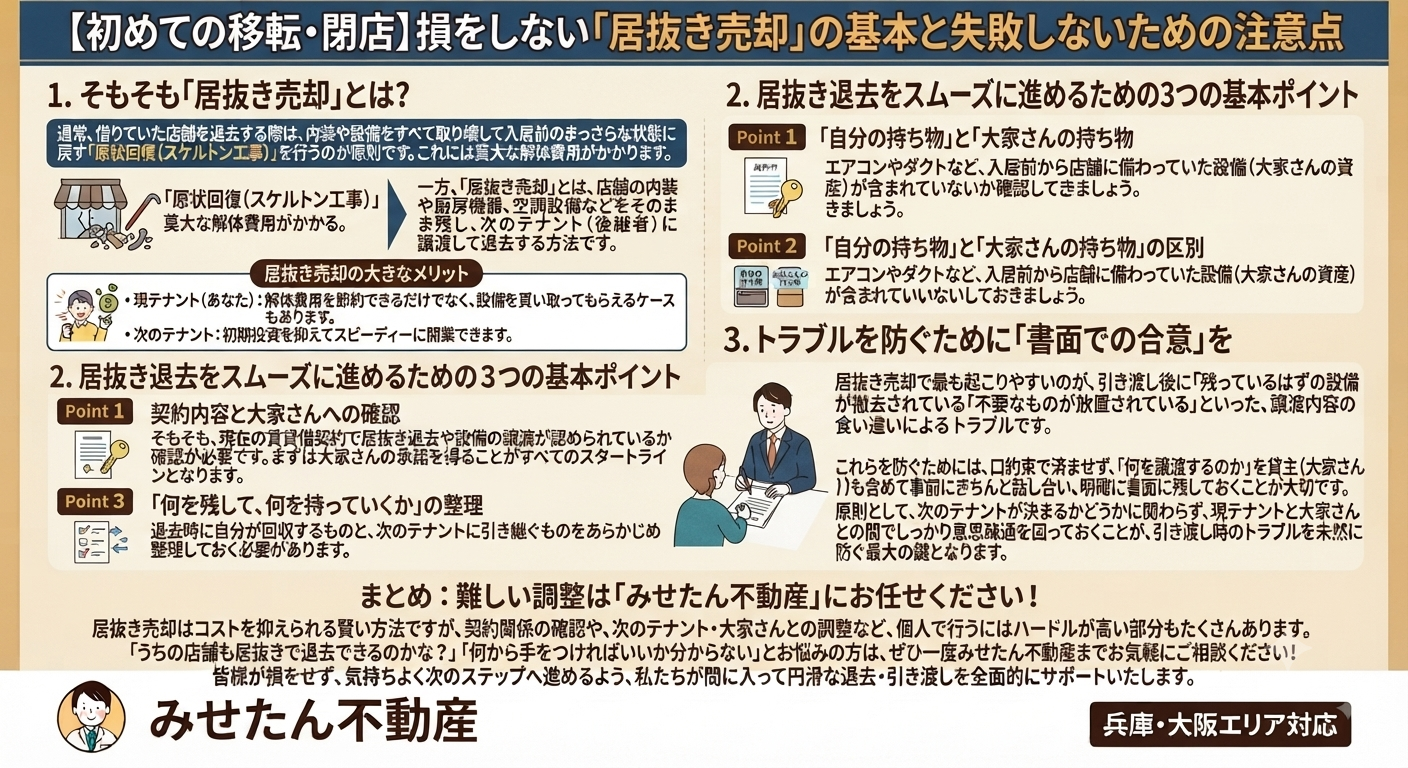 【初めての移転・閉店】損をしない「居抜き売却」の基本と失敗しないための注意点